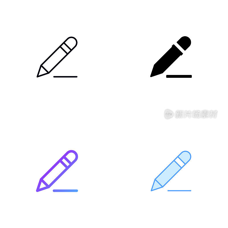 编辑图标设计在四风格与可编辑的笔画。线，实线，平线和颜色梯度线。适合网页，移动应用，UI, UX和GUI设计。